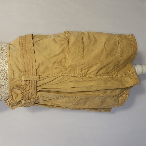 Wild Fable Khaki High Paper Bag Waist Pleated Back Zip Front Cargo Utility Skirt - Picture 8 of 11